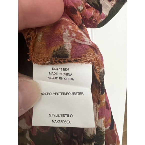 Fig And Flower Blouse Button Down Shirt Shear Roll Tab Sleeve Size 1x NWT - Picture 9 of 13